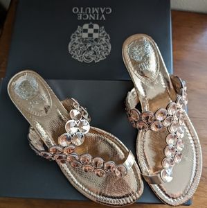 Rose Gold Mirror Metallic Vince Camuto Sandals 7.5